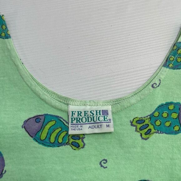 Fresh Produce VTG Green Fish Dress Size Medium - Picture 2 of 6